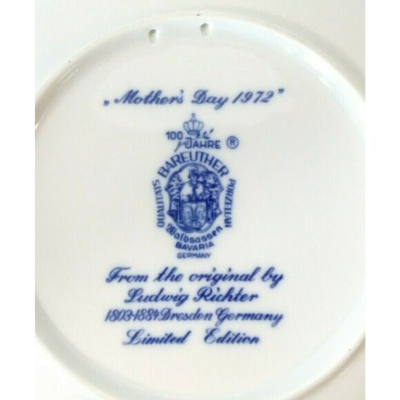 Vintage Mother's Day 1972 Limited Edition Plate Bareuther Waldsassen Germany EUC - Picture 4 of 9